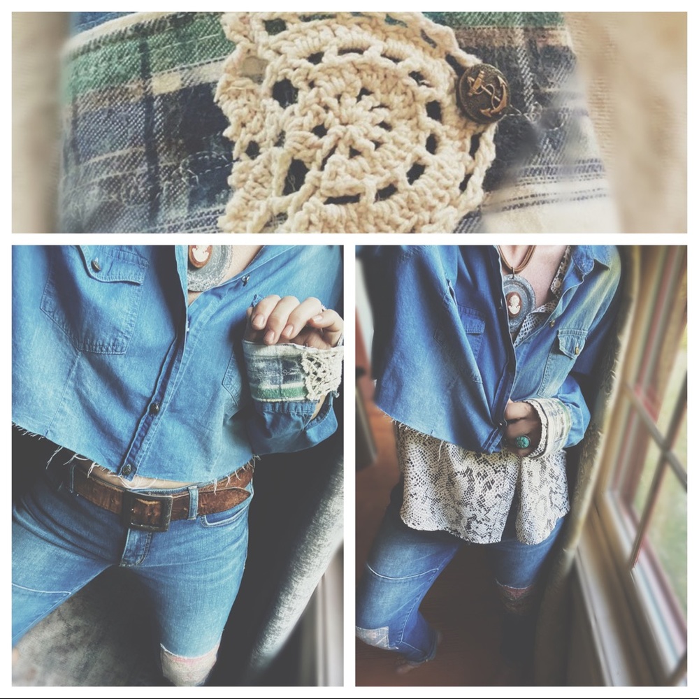 Button down The Ross Dip Dye & Lace Detail Cuff HP🌵 - Picture 12 of 16